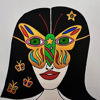 Peinture intitulée "La belle masquée" par Philippe Seigle, Œuvre d'art originale, Acrylique Monté sur Châssis en bois