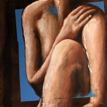 Painting titled "En attendant" by Philippe Vautrin, Original Artwork, Oil Mounted on Wood Stretcher frame