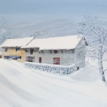「Sous la neige....」というタイトルの絵画 Philippe Gonsethによって, オリジナルのアートワーク, アクリル