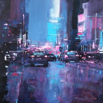 Ζωγραφική με τίτλο "Times Square, n° 25…" από Philippe Perennou, Αυθεντικά έργα τέχνης, Ακρυλικό Τοποθετήθηκε στο Ξύλινο φορ…