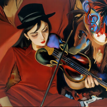 Arte digital titulada "Violinist" por Michele Poenicia, Obra de arte original, Pintura Digital