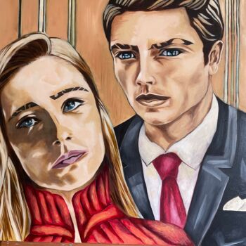 Pintura titulada "Couple in paris" por Phoenix Conte, Obra de arte original, Oleo Montado en Bastidor de camilla de madera
