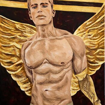 Painting titled "Hermes Remains" by Phoenix Conte, Original Artwork, Oil Mounted on Wood Stretcher frame