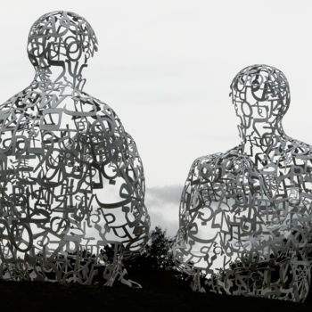 Sculpture titled "Facing each other,…" by Kevin C Lee, Original Artwork, Metals