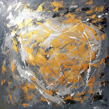 Painting titled "Heart" by Pier Bertig, Original Artwork, Acrylic Mounted on Wood Stretcher frame