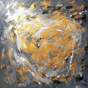 Schilderij getiteld "Heart" door Pier Bertig, Origineel Kunstwerk, Acryl Gemonteerd op Frame voor houten brancard