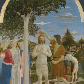 Картина под названием "Le baptême du Christ" - Piero Della Francesca, Подлинное произведение искусства, Темпера