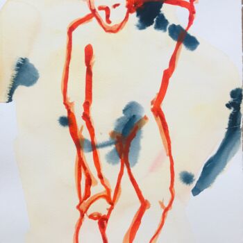 Pintura titulada "Nu masculin_#6" por Pierre Charpentier, Obra de arte original, Acuarela