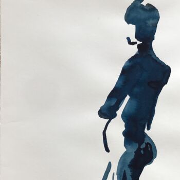 绘画 标题为“Silhouette de dos” 由Pierre Charpentier, 原创艺术品, 墨