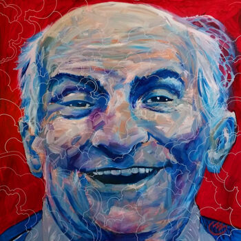 Peinture intitulée "louis de funes blue" par Pierre Emile Andre (13), Œuvre d'art originale, Acrylique