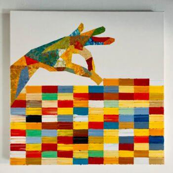 Peinture intitulée "Doing mosaic" par Pierre Joseph, Œuvre d'art originale, Huile Monté sur Châssis en bois