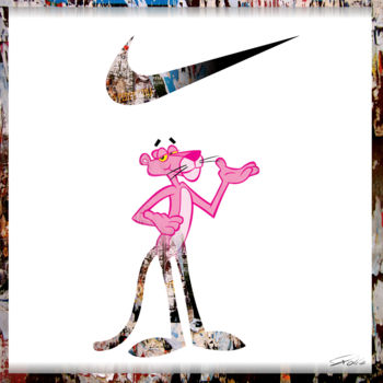 Painting titled "pink-panther-aplatw…" by Pierre Olié, Original Artwork