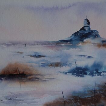 Peinture intitulée "Le Mont St Michel." par Pierre Patenet, Œuvre d'art originale, Aquarelle