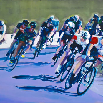 Painting titled "Peloton au mont ven…" by Pierre Wuillaume, Original Artwork, Oil