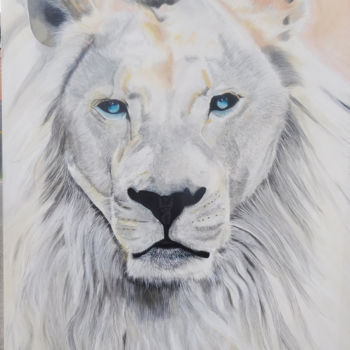 Peinture intitulée "lion blanc" par Pierre Julia, Œuvre d'art originale, Acrylique