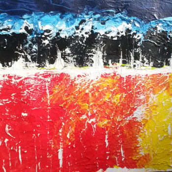 Painting titled "bleu, noir rouge" by Pierre Julia, Original Artwork, Acrylic