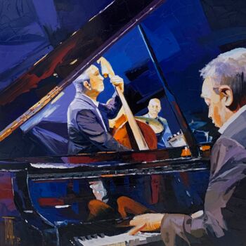 Malerei mit dem Titel "Piano Jazz" von Pierrick Tual, Original-Kunstwerk, Öl