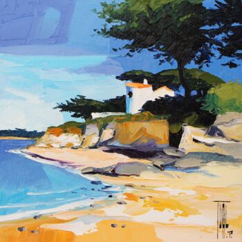 Pintura titulada "Un coin de plage" por Pierrick Tual, Obra de arte original, Oleo