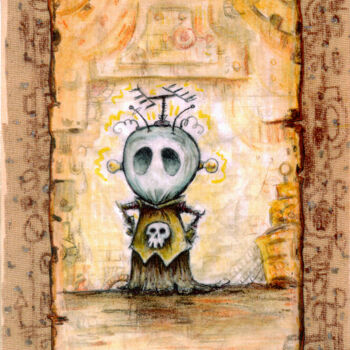 Painting titled "Robot -Boy a little…" by Pilar Agrelo Art Studio, Original Artwork, Pencil