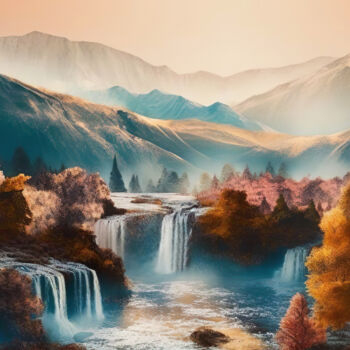 Digital Arts με τίτλο "Waterfalls #2" από Piotr Alaborski, Αυθεντικά έργα τέχνης, Ψηφιακή ζωγραφική
