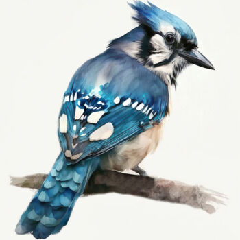 "Blue Jay #2" başlıklı Dijital Sanat Piotr Alaborski tarafından, Orijinal sanat, Suluboya