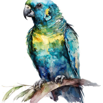 Цифровое искусство под названием "Exotic Parrot" - Piotr Alaborski, Подлинное произведение искусства, Акварель
