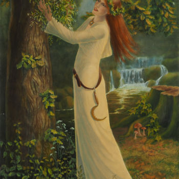 Schilderij getiteld "La druidesse" door Ivy Arnold, Origineel Kunstwerk, Olie