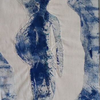 Arte textil titulada "la note bleue" por Piron Isabelle, Obra de arte original, Bordado