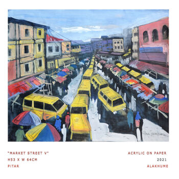 Pittura intitolato "Market Street v" da Pitar Alakhume Signature Art Gallery, Opera d'arte originale, Acrilico