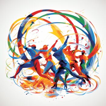 Digitale Kunst getiteld "Dance of colours" door Pixinxt, Origineel Kunstwerk, AI gegenereerde afbeelding
