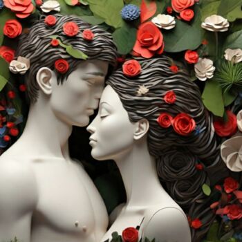 Arts numériques intitulée "Flower love" par Pixqix, Œuvre d'art originale, Image générée par l'IA