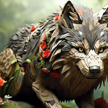 Digital Arts titled "Wolf" by Pixqix, Original Artwork, AI generated image