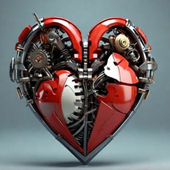 Arts numériques intitulée "Mechanical heart" par Pixqix, Œuvre d'art originale, Image générée par l'IA