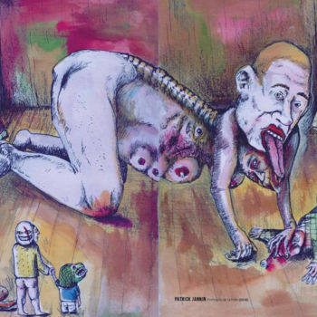 Desenho intitulada "Prémices de la folie" por Patrick Jannin, Obras de arte originais, Tinta