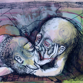 Rysunek zatytułowany „Kiss me” autorstwa Patrick Jannin, Oryginalna praca, Atrament