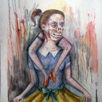 Drawing titled "Unwalking Dead Girl" by Patrick Jannin, Original Artwork