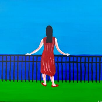 Pittura intitolato "The Girl in a Red D…" da Peter Kruger, Opera d'arte originale, Acrilico