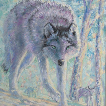 Peinture intitulée "face au loup" par Bob Du Sud, Œuvre d'art originale, Acrylique