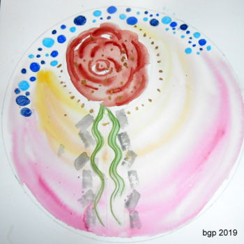 Peinture intitulée "La rose respire des…" par Bernadette Grelier, Œuvre d'art originale, Aquarelle