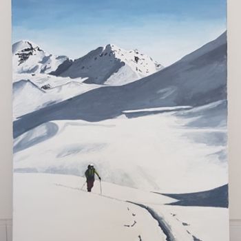 Peinture intitulée "Skier lost in Val d…" par Lou Playoust, Œuvre d'art originale, Acrylique