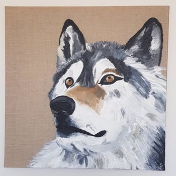 Peinture intitulée "The wolf" par Lou Playoust, Œuvre d'art originale, Acrylique