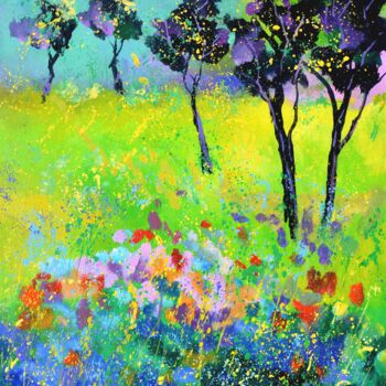 제목이 "Orchard in summer"인 미술작품 Pol Ledent로, 원작, 기름 나무 들것 프레임에 장착됨