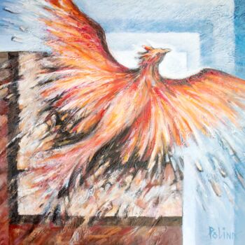 Painting titled "The Fiery Power wit…" by Polina Gerdjikova (POLINA), Original Artwork, Acrylic Mounted on Wood Stretcher fr…