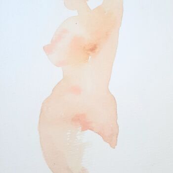 Dibujo titulada "Nude 2022" por Polina Shibanova, Obra de arte original, Acuarela