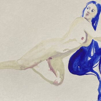 Drawing titled "Mermaid series#2" by Polina Shibanova, Original Artwork, Watercolor