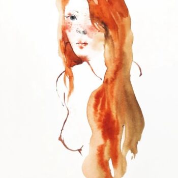 Dibujo titulada "Ginger" por Polina Shibanova, Obra de arte original, Acuarela