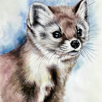 Painting titled "Marten" by Polina Turgunova, Original Artwork, Watercolor