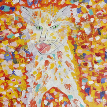 Malarstwo zatytułowany „Cat emotions (origi…” autorstwa Poly, Oryginalna praca, Akryl Zamontowany na Inny sztywny panel