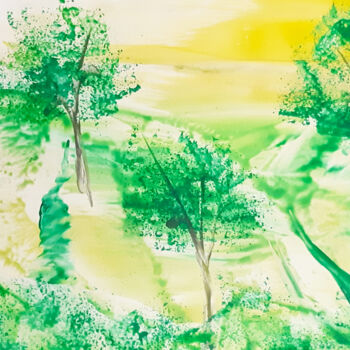 Schilderij getiteld "Summer landscape (h…" door Poly, Origineel Kunstwerk, Was