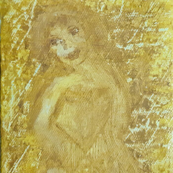 Pittura intitolato "Dreamy smile (old s…" da Poly, Opera d'arte originale, Olio Montato su Cartone